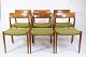 Sæt Af 6 Spisestuestole - Model 77 - Teak & Grøn Papirflet - Niels O. Møller - 1960erne