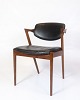 Spisebordsstol - Model 42 - Teaktræ & Sort Læder - Kai Kristiansen - Schou Andersen - 1960erne