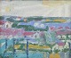 Leo Thellefsen (1909 - 1997), oil on board. Modernist landscape.