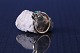 Gold ring in 14 karat gold, with green emerald and diamond, stamped E.SS 585. Ring size: 51