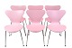 Sæt Af 6 Syver Stole - Model 3107 - Syver Stol - Lakeret I Lyserød - Arne Jacobsen - Fritz Hansen