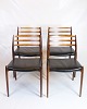 Sæt Af 4 Spisestuestole - Model 78 - Palisander & Sort Læder - N.O Møller - J.L Møllers Møbelfabrik - 1950erne