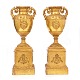 Pair of gilt wood Empire vases with label from August Dehne, Vienna, circa 1815. H: 49cm