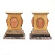 Pair of small mid-19th century marble and wood pedestals. H: 14,5cm. Base: 11,5x11,5cm