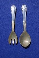 Liljekonval Georg Jensen sølvbestik, 2 dele salatbestik med horn