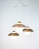 Vintage Trearmet Loftspendel – Opalglas & Messing – Bent Karlby - 1950/60’erne – Dansk Design