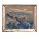 Rita Kernn Larsen, 1904-98, olie på træ. Landskab med bjerge. Signeret og bagside dateret 1948. Lysmål: 25x32cm. Med ramme: 31x38cm
