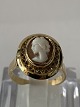 18 karat guld, Dame Camé guldring.Ring størrelse 55