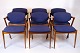 Sæt Af Seks Spisebordsstole - Model 42 - Teak & Blåt Stof - Kai Kristiansen - Schou Andersen - 1960erne