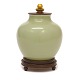 Lidded stoneware vase made by Royal Copenhagen 1935. Bronzelid and -base by Knud Andersen. H: 17,5cm