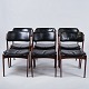Sæt af Seks Spisestuestole – Erik Buch – Model OD49 – Palisander & Sort Læder – O.D. Møbler – 1950’erne