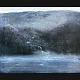 "Blå aften, Norge" Olie maleri på lærred. monteret i forgyldt ramme.