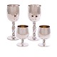 Satz von zwei Weinbechern und zwei Cognacbechern aus kräfigem Sterlingsilber von Holmsted. H: 18 & 9cm. G: 1.068gr