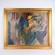 Olie Maleri På Lærred - Guldramme - Abstrakt - Motiv Af Kvinde - Ukendt Kunstner År 1930erne