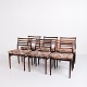 Sæt Af Seks Spisebordsstole - Palisander & Blomstret Sæde - Erling Torvits - Sorø Møbelfabrik - 1960erne