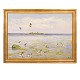 Johannes Larsen, 1867-1961, oil on canvas. Danish landscape signed and dated 1943. Visible size: 59x83cm. With frame: 70x94cm