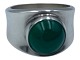 Georg Jensen sølvModerne ring med grøn agat sten - Str. 48