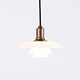Poul Henningsen Pendel Model PH 2/1 i Bruneret Messing og Opalglas for Louis Poulsen