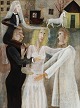 "The Bride" Oil painting on canvas in natural frame.