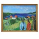 Jens Søndergaard, 1895-1957, oil on canvas. Landscape, Jutland. Signed and dated 1937. Visible size: 93x120cm. With Frame: 103x130cm