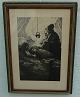 I Samertelt? eller anden illustration af Louis  Moe (1857 - 1945) Børn og kvinde med pibe