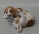 Royal Copenhagen dog figurine 0453 RC Playful pointer puppies 9 cm Erik Nielsen pre-1910 Orange version