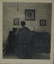 Peter Ilsted 37. Playing Lady. Plate destroyed. (60 print with notes as Remarque) before the plate was bought by The Danish Etching society. (DDRF)  21,8 x 18,3 1899
