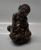 Bronze: Jens Jacob Bregnø Faun med gæs ca 25 cm L. Rasmussens Bronzestøberi København