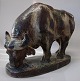 Royal Copenhagen Art Pottery Unique Prototype of 20553 RC Buffalo Bull Knud Kyhn May 1923 firing flaw under the base 40 x 30 cm