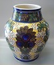 Aluminia kunstfajance Vase 1102-347 Aluminia Gulvvase Blade, gul bund 36 x 32 cm (Slott-Møller) 1905