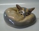 Royal Copenhagen figurine 0438 RC Curled fox Erik Nielsen 1902 9 x 17 cm