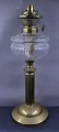 Petroleum table lamp in brass with Opaline shade from the first half of the 1900s. Height approx. 62cm. The clear glass tube is missing.