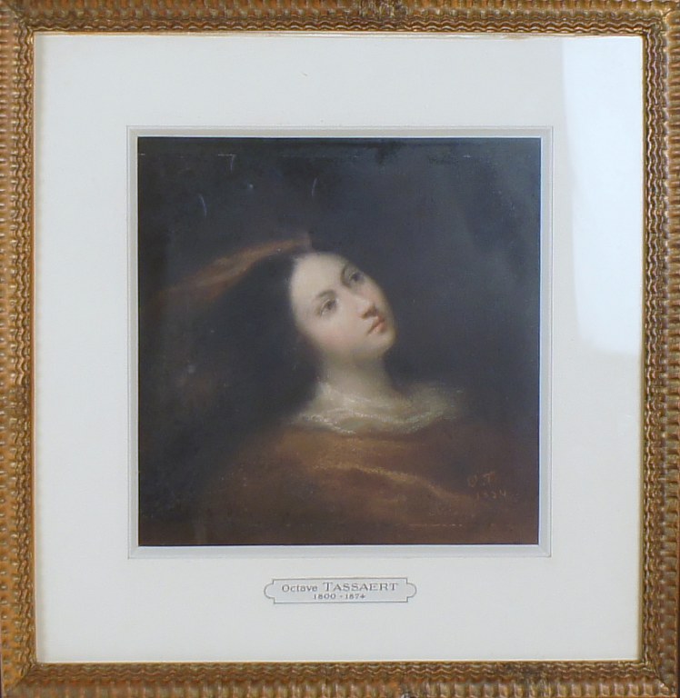 Octave Nicolas Francois TASSAERT (1800-1874) Pastel på papir. Portræt af kvinde.Signeret O.T 1854.