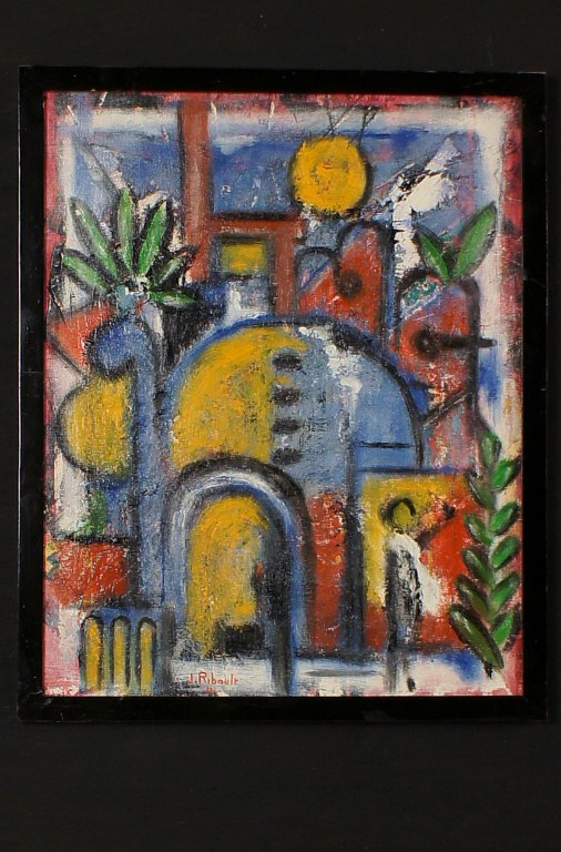 Jöel Ribault, acrylic on panel. Signed Ribault 2011. Title: "Paysage oriental" French artist.