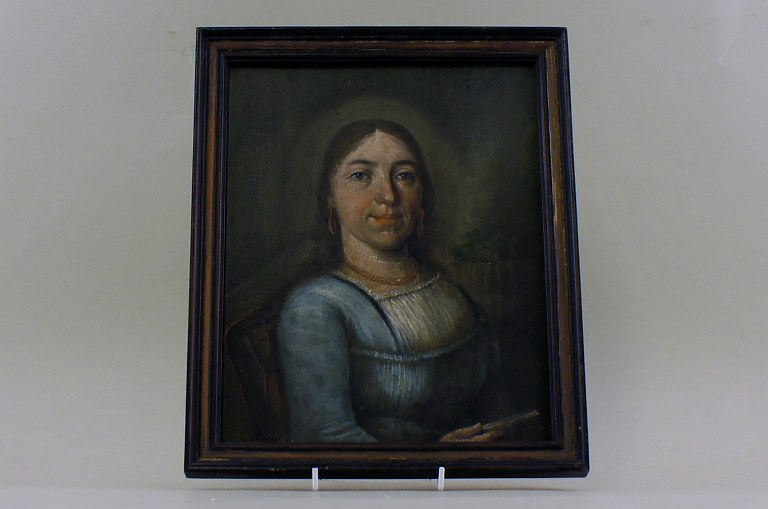 Oil on wood, classic lady portrait, portrait of Maria Föhrin, born Rieschin. Dated 1797.