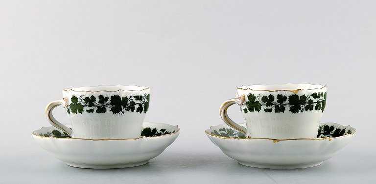 Meissen efeu, 2 sæt kaffekopper med tilhørende underkopper.