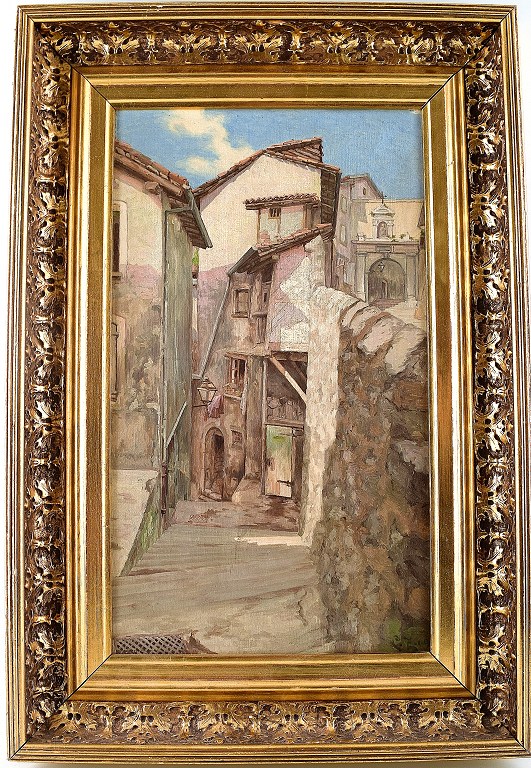 Christian ZACHO (1843-1913) Southern european village.Oil on canvas.
