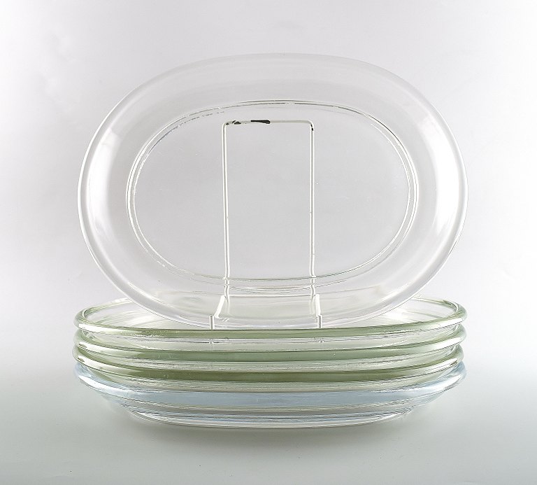 Lobster Plates, 5 plates in clear glass, Josef Frank.