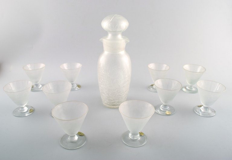 10 persons cocktail set in art glass, Reijmyre, 1960s, Sweden.