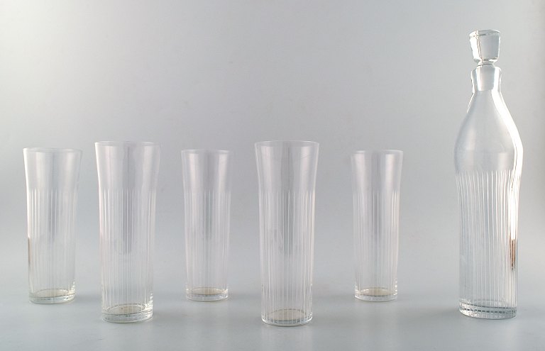 5 p. Glassware, decanter and cocktail / lemonade glass "Strict", Bengt Orup, Johansfors.