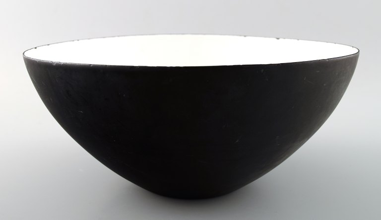 Krenit bowl by Herbert Krenchel. Black metal and white enamel.
