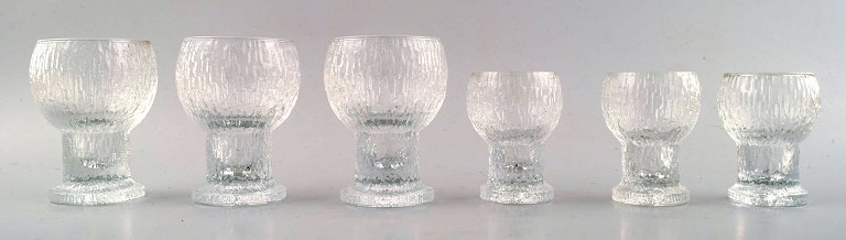 6 glass Iittala Ultima Kekkerit glass service, modern Finnish glass, designed by Timo Sarpaneva.