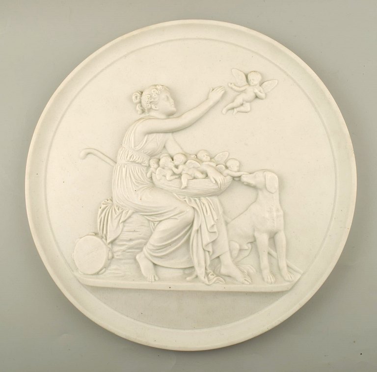 Sjælden B&G (Bing & Grøndahl) stor biscuit platte efter Thorvaldsen, ca. 1880´erne.