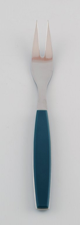 Henning Koppel. Strata stor pålægsgaffel af rustfrit stål og grønt plast. Fremstillet hos Georg Jensen. 10 stk. på lager.