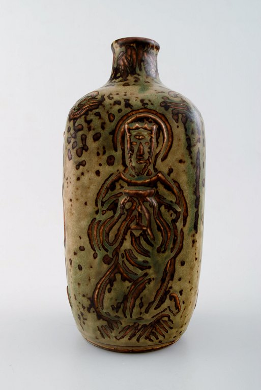Royal Copenhagen Jais Nielsen keramikvase, sung glasur.Bibelske motiver.