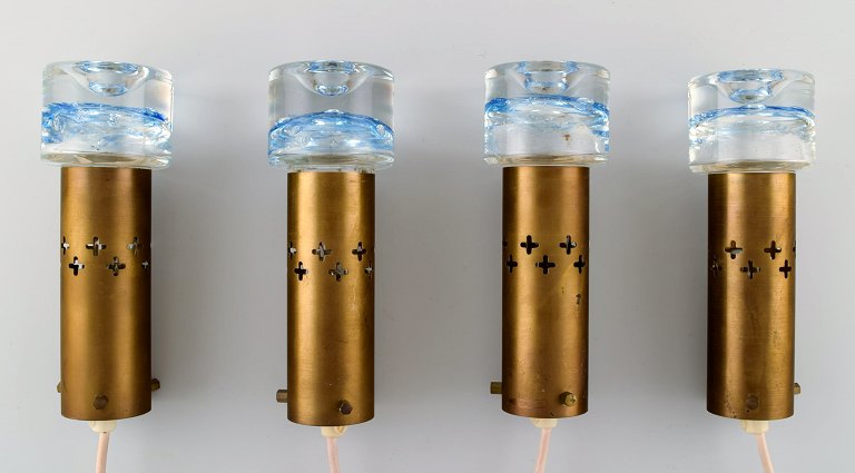 4 finsk design loftpendler, kunstglas og messing.