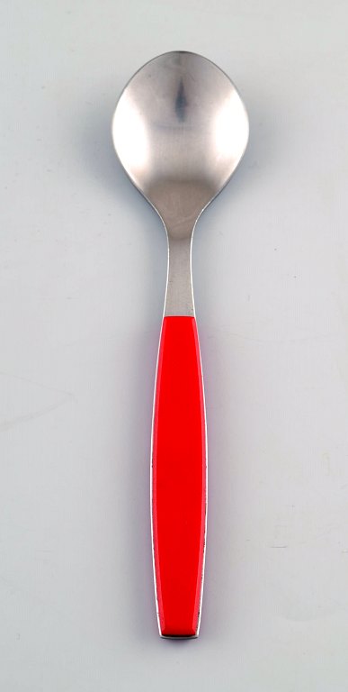 4 stk. Sorbetske. Henning Koppel. Strata bestik af rustfrit stål og rød plast.