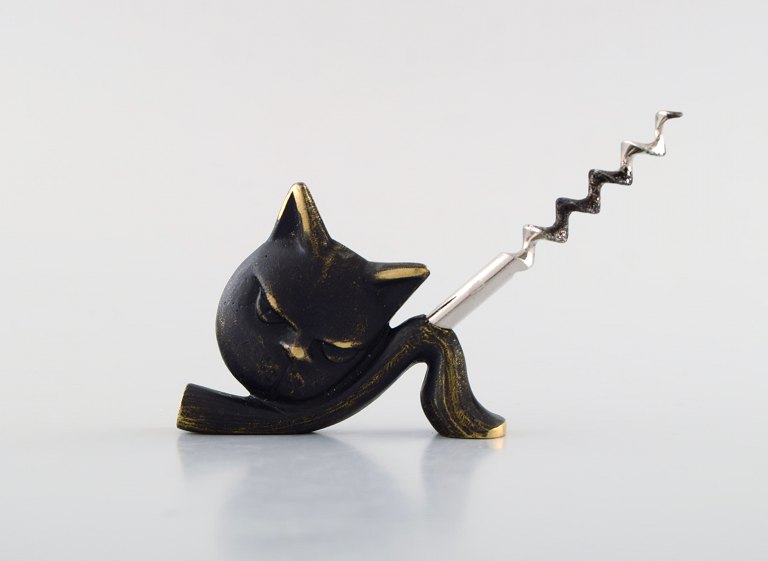 Richard Rohac, østrigsk designer og kunstner. Art deco proptrækker i bronze udformet som kat. 1940/50