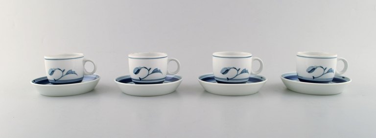 B&G, Bing & Grondahl. Corinth mocha cup in hand painted porcelain with saucer. Set of 4. Model number: 463.