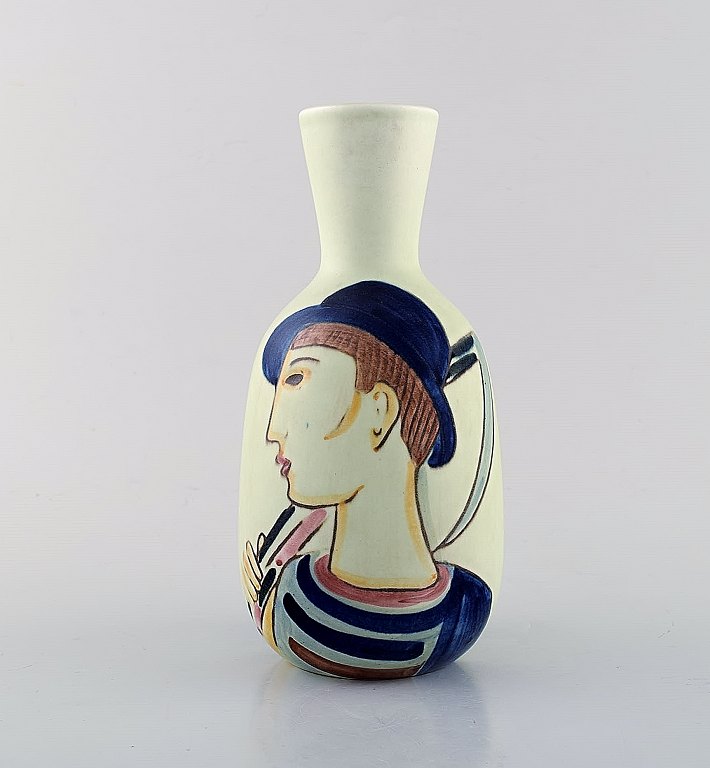 Carl-Harry Stålhane for Rörstrand / Rørstrand. Vase in glazed ceramics. Hand painted farmer motif. 1960